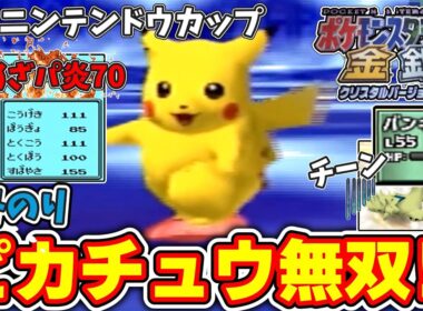 【実証】バンギラスをなみのりで一撃！理想個体「めざパ炎70」のピカチュウがニンテンドウカップ（表）を破壊する【ポケスタ金銀】