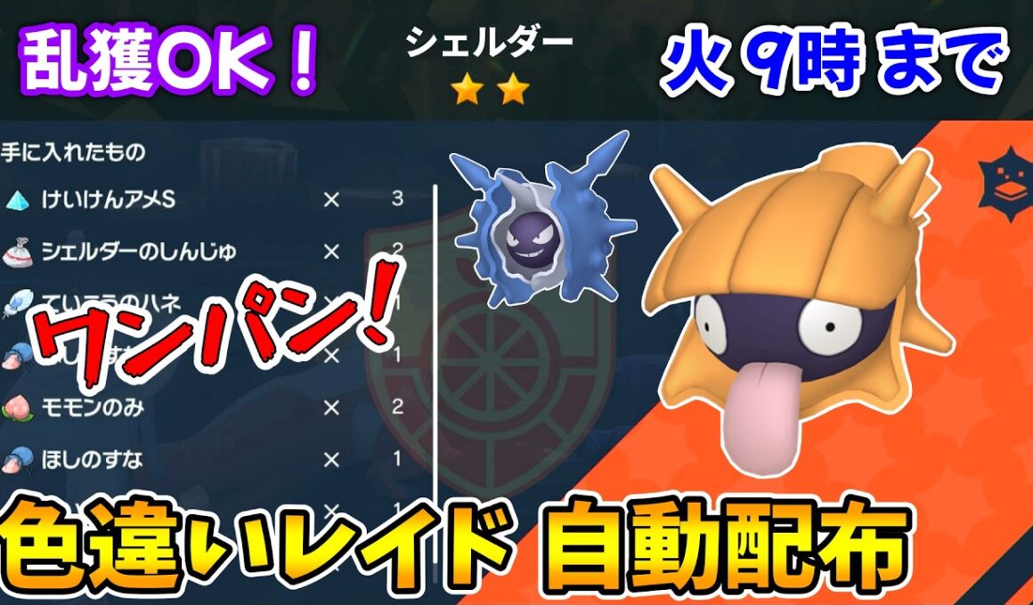 乱獲OK！シェルダー色違いレイド自動配布会！【ポケモンSV】