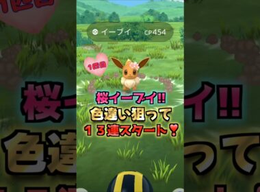 色違い桜イーブイ１３連♪春の遠足タスク開封!!【ポケモンGO】