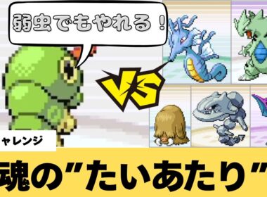 【最弱から最強へ】キャタピー1匹vs強化四天王　虫1匹でもチャンピオンになれるのか！【1匹チャレンジ】【ポケモンFRLG】