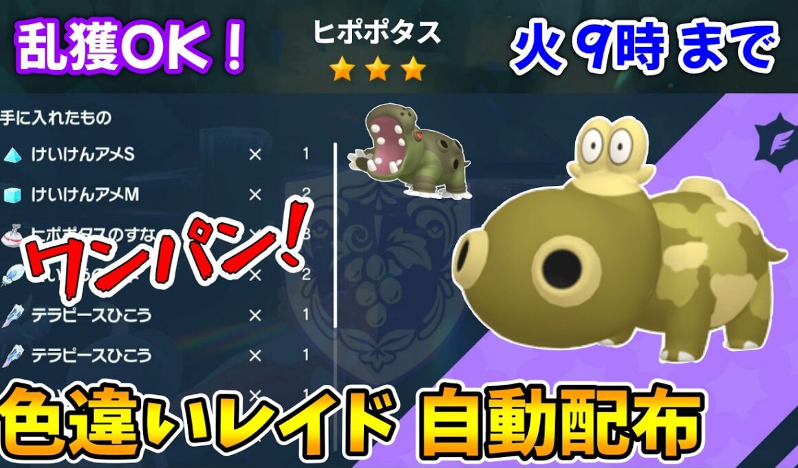 乱獲OK！ヒポポタス色違いレイド自動配布会！【ポケモンSV】