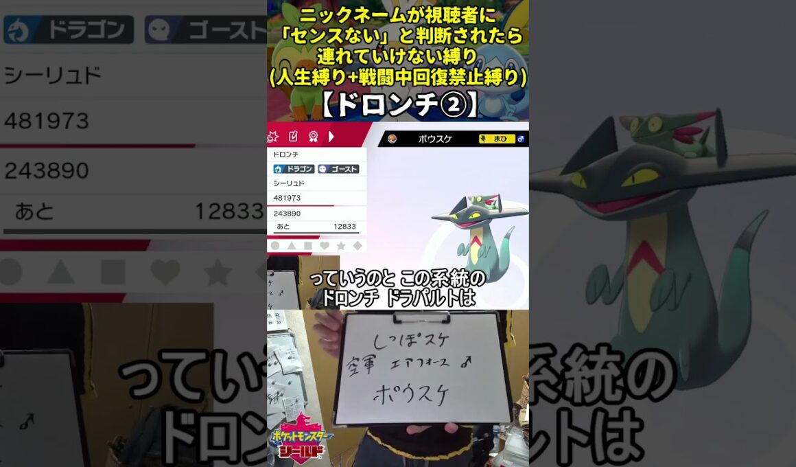 【ポケモン剣盾】ハイセンスニックネーム人生縛り命名集(ドロンチ②)【Twitch配信】