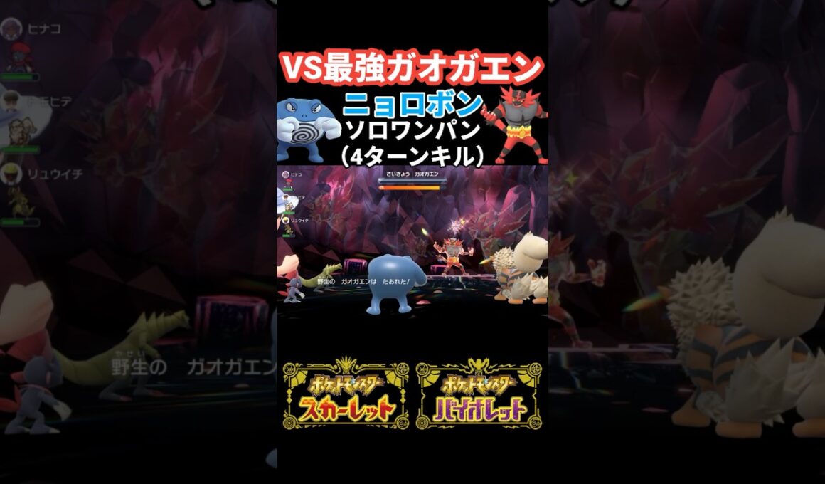 「ポケモンSV」最強ガオガエンをニョロボンを使って4ターンでソロでワンパンしてみた　 ＃ポケモンSV ＃最強ガオガエン　＃ニョロボン