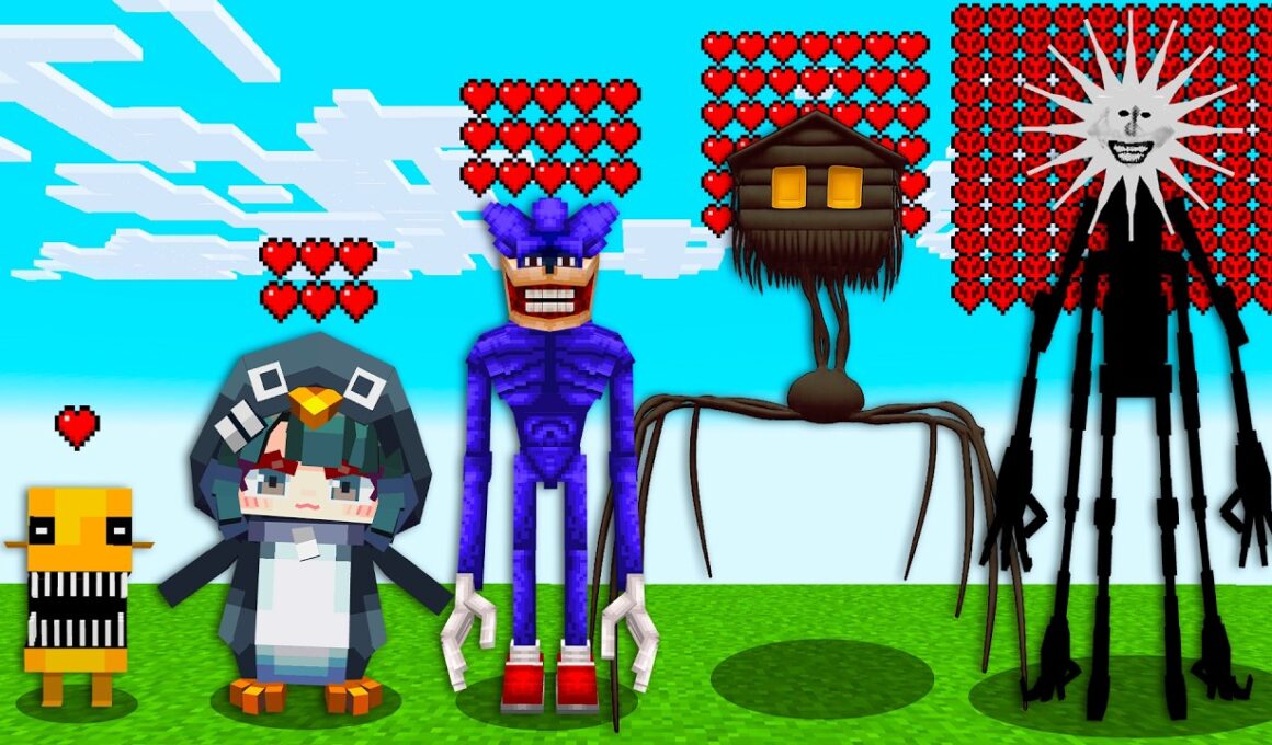 新しい都市伝説モブたちに変身できる世界がヤバすぎた【まいくら・マインクラフト・ググガガペンギン/太陽の巨人/シンソニック/ハウスヘッド】