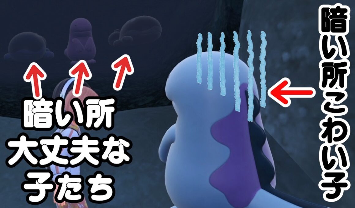 同じヌオーとドオーでも暗い所こわい子と大丈夫な子がいます【ポケモンSV】
