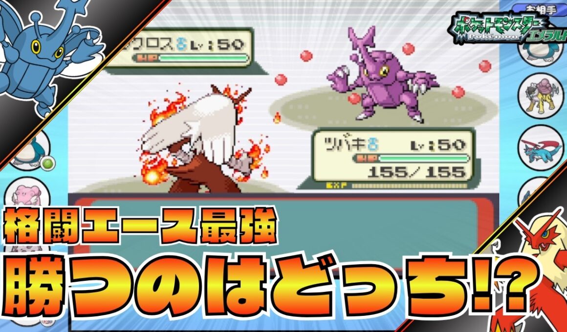 【3世代シングル対戦】『バシャーモvsヘラクロス』エメラルド環境最強の格闘エース対決【ポケモンエメラルド】