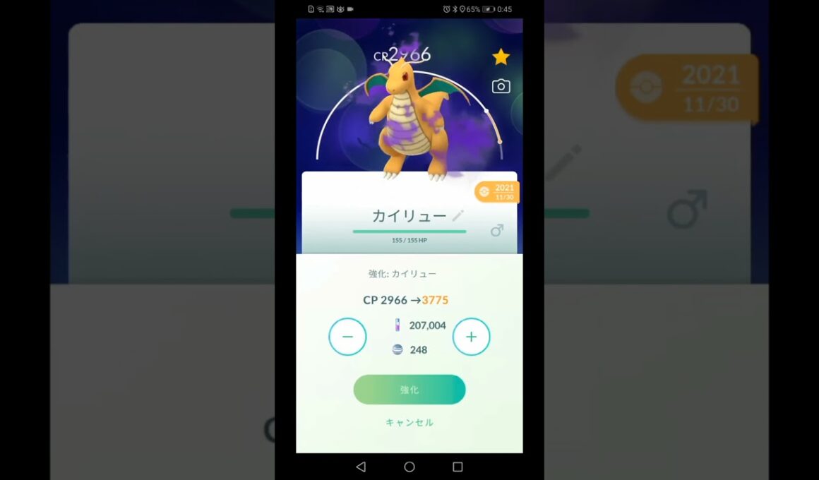 ポケモンGO　シャドウカイリューをPL27からPL40まで強化をやってみた。