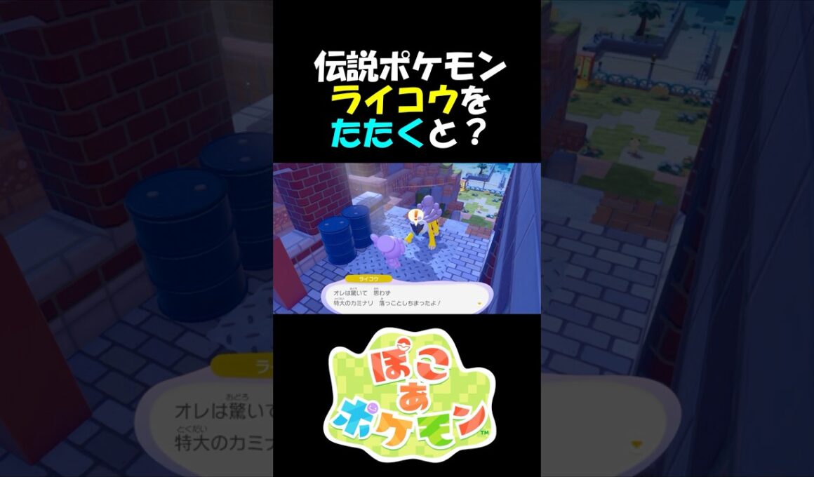 伝説ポケモンライコウをたたくと？　#ぽこあポケモン #ライコウ  #pokémon ポケモン #Pokémon Pokopia #ゲーム実況 #攻略 #小ネタ #かわいい #三犬 #伝説のポケモン