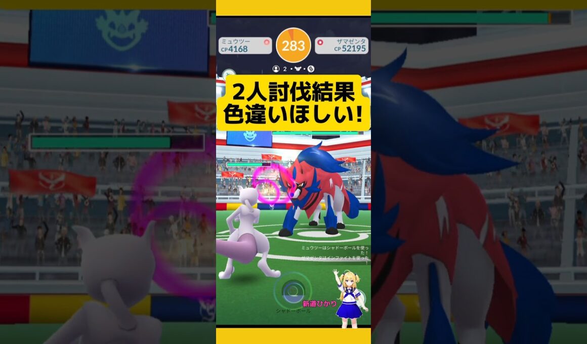 ザマゼンタ2人討伐！色違い高個体値狙って挑戦！#ポケモンgo #ザマゼンタ #レイド #伝説レイド #2人討伐 #pokemongo #新道ひかり