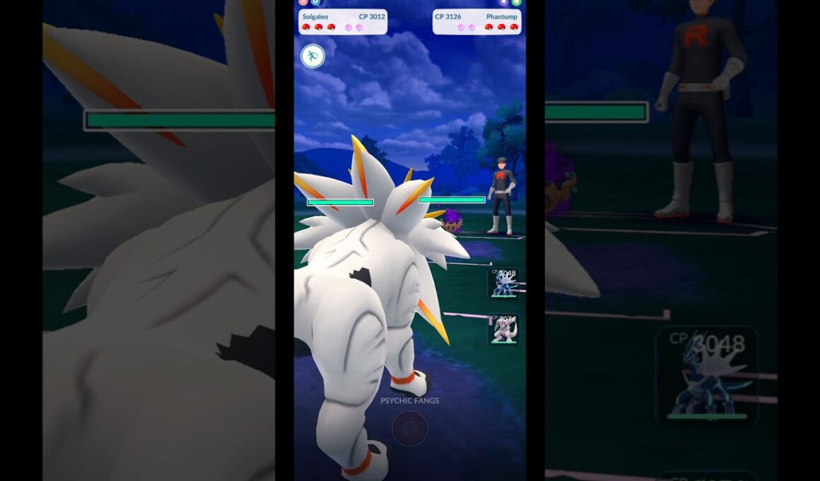 Solgaleo CP 3012 vs. Shadow Phantump CP 3126! Team GO Rocket Grunt Battle Pokemon GO #Shorts