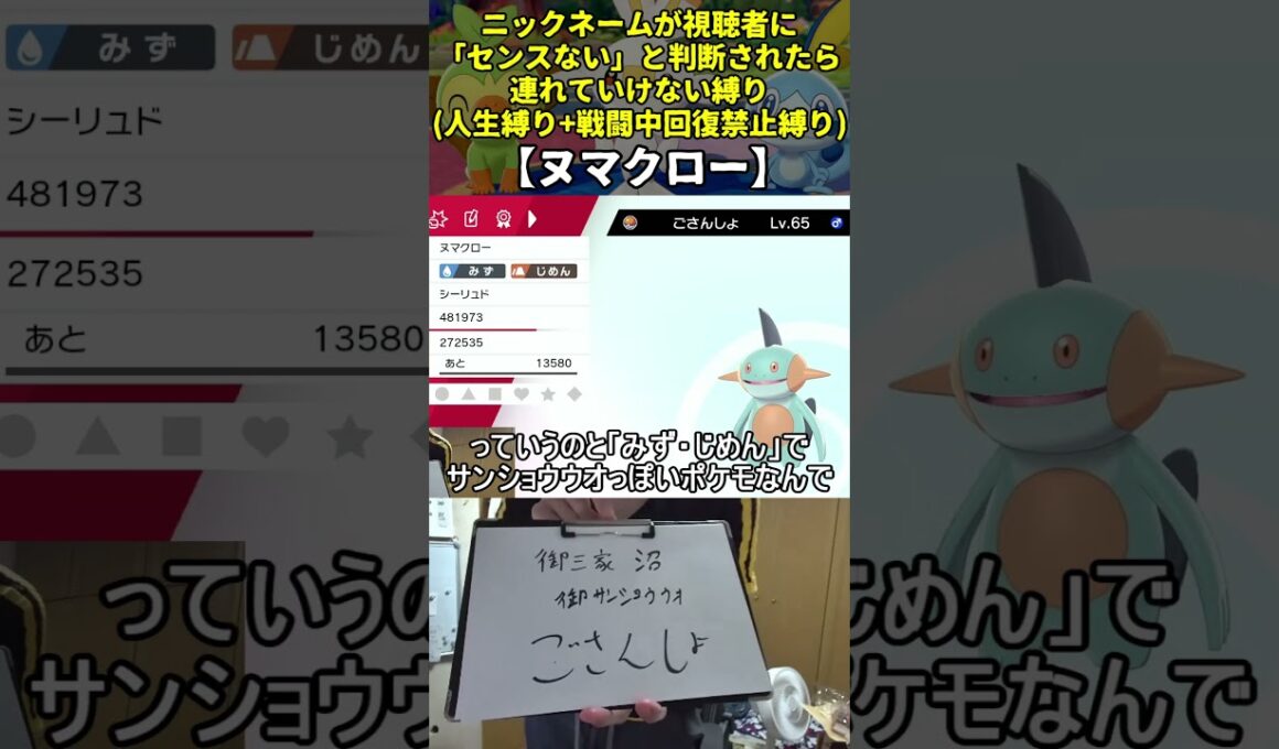 【ポケモン剣盾】ハイセンスニックネーム人生縛り命名集(ヌマクロー)【Twitch配信】