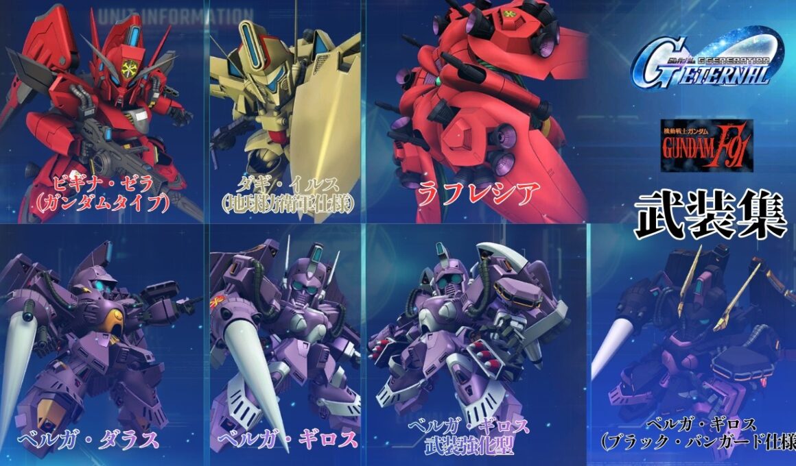ガンダムF91 ベルガ・ギロス/ベルガ・ダラス/ダギ・イルス/ビギナ・ゼラ/ラフレシア 武装集【SDガンダム ジージェネレーション エターナル】