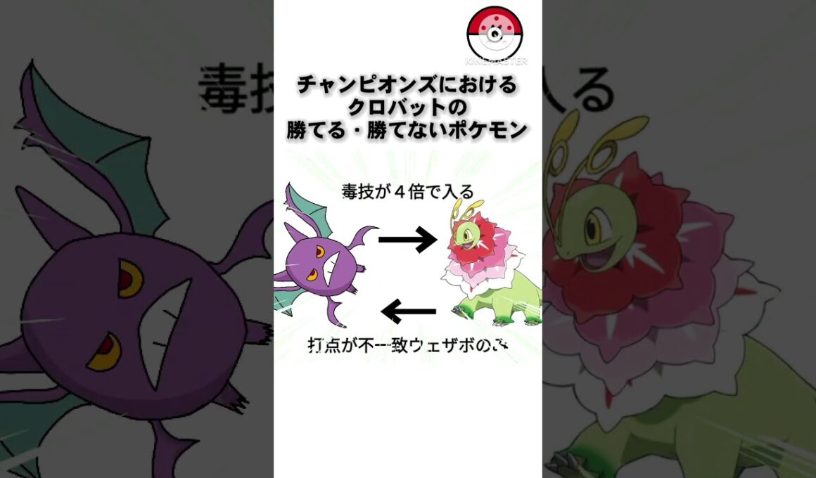 クロバットが勝てるポケモン、勝てないポケモン【ポケモンチャンピオンズ】 #ポケモン #ポケモンチャンピオンズ #pokemon #クロバット #shorts #ポケチャン