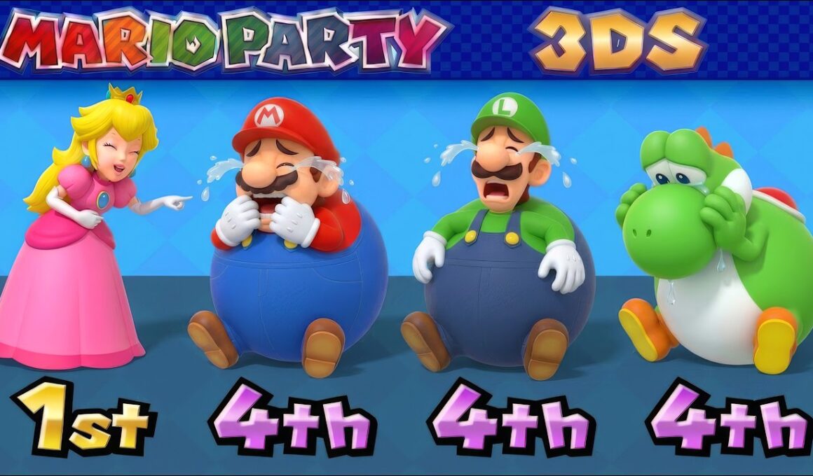 【マリオパーティ3ds】オールラッキーミニゲームバトル ピーチ vs マリオ vs ルイージ vs ヨッシー ラッキーミニゲームで勝つのは誰だ？4K UHD
