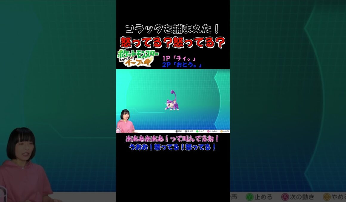 コラッタを捕まえた！怒ってる？ ポケットモンスター Let'sGo! ピカチュウ イーブイ #shorts #ポケットモンスター #ゲーム実況  #2人プレイ #pokemon #ピカブイ