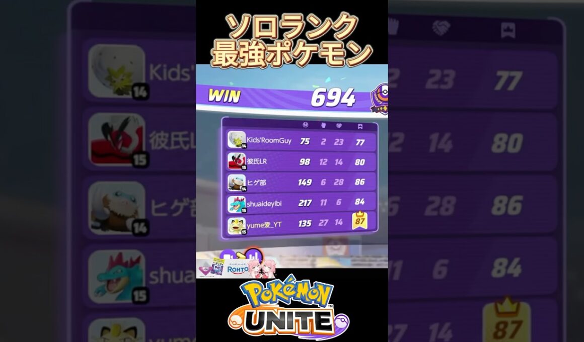 ボタンぽちぽち27K.O/ソロランク最強ポケモン!!#ポケモン#ポケモンユナイト#ニャース#ゆめにゃん#REJECT
