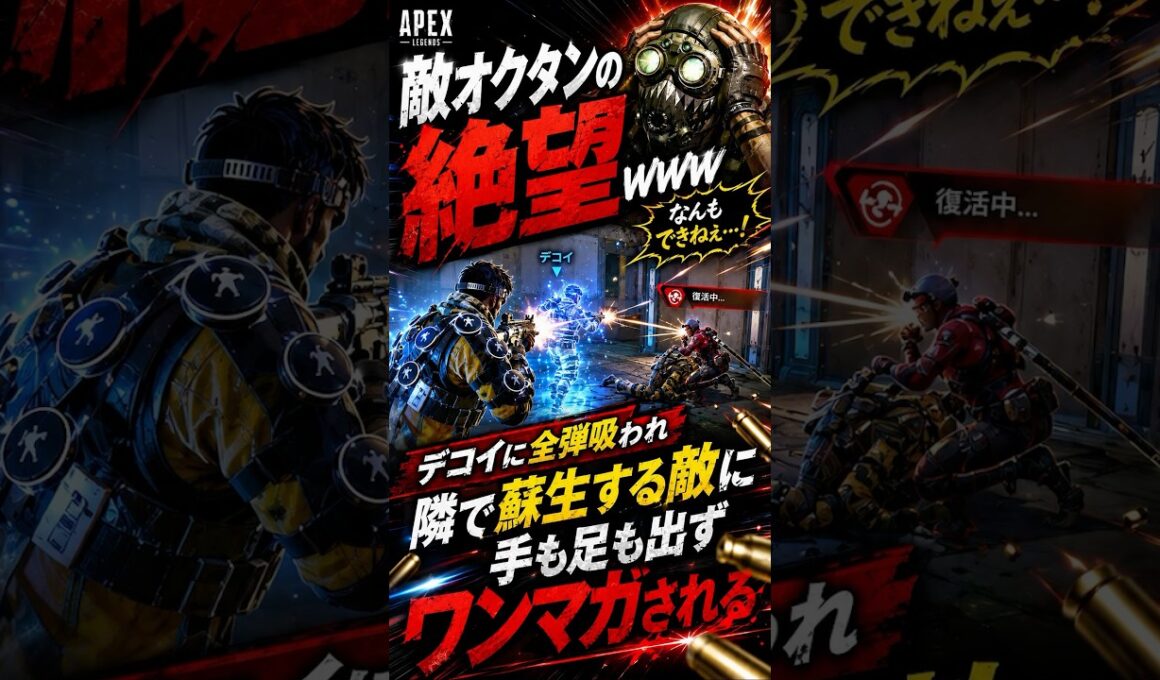 【APEX】敵オクタンの絶望ｗｗデコイに全弾吸われ隣で蘇生する敵に手も足も出ずワンマガされる#apex #apexlegends #fyp #おすすめ #tiktok #ゲーム #shorts