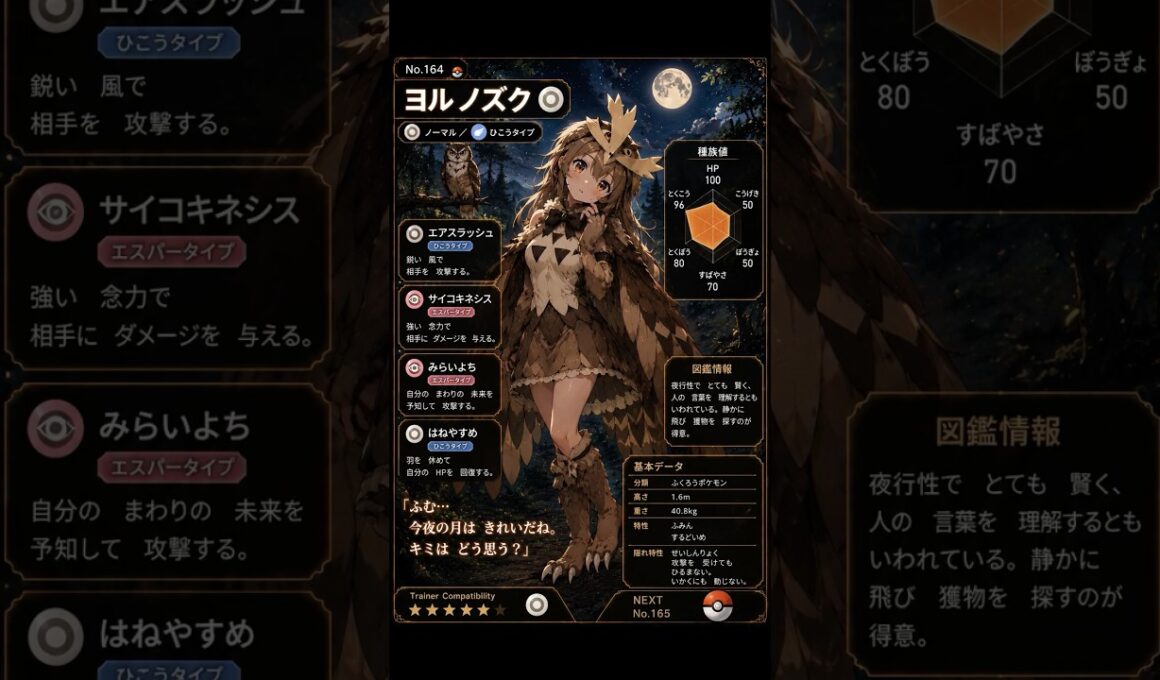 【ポケモンを擬人化してみた。part.24】#ポケモン#擬人化#オタチ#オオタチ#ホーホー#ヨルノズク#レディバ#レディアン#イトマル#アリアドス#クロバット