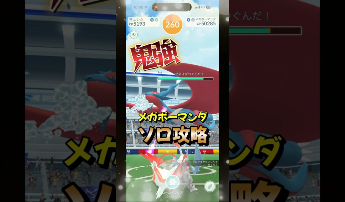【ポケモンGO】ホワイトキュレム軍団でソロ攻略！メガボーマンダレイドを1人討伐！#ポケモンgo #ポケモン #Shorts