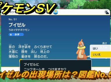 ポケモンＳＶ　ブイゼルの出現場所は？図鑑No.５１　【ポケモンバイオレット・スカーレット】