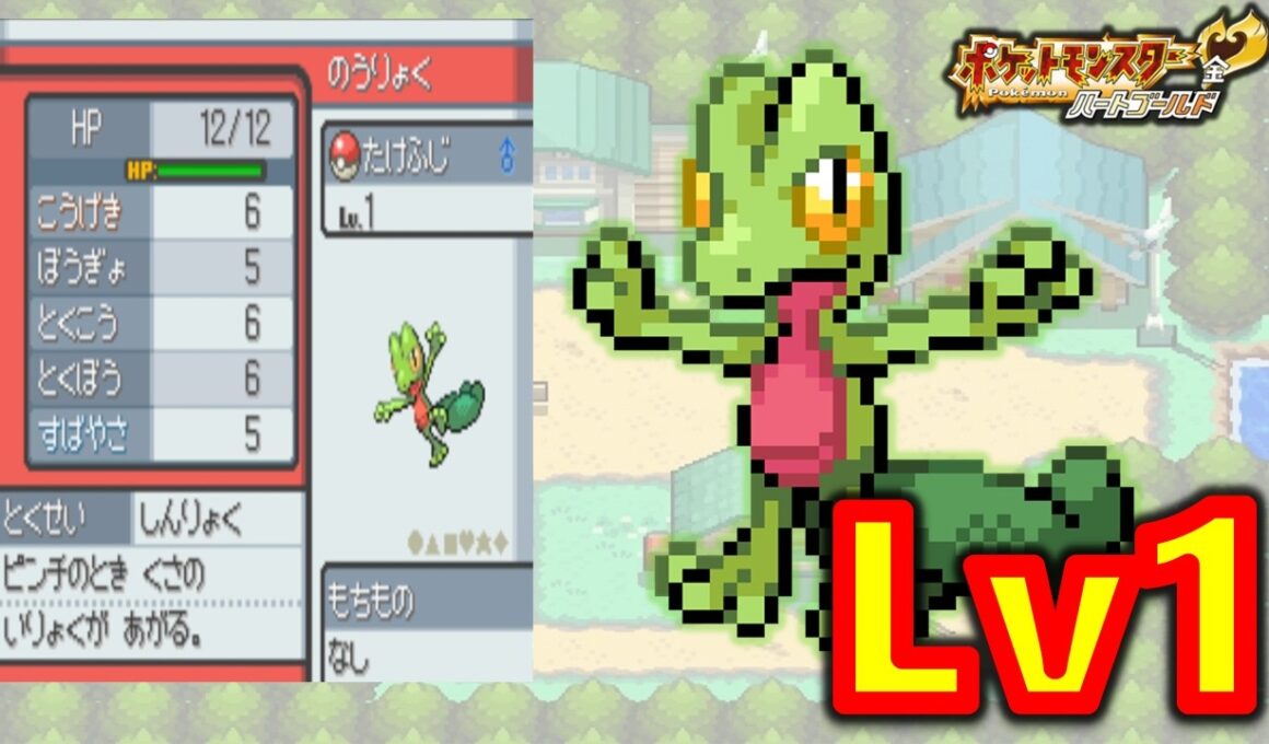 【HGSS】キモリLv1が最初のポケモンだったらハートゴールドは天国！？地獄？？ポケモン1匹縛りプレイ!！キモリきみに決めた!!