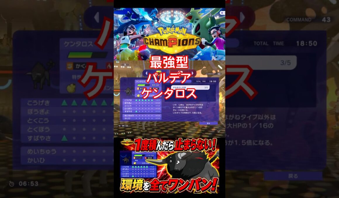 環境トップを3タテ！最強ケンタロス爆誕！【ポケモンチャンピオンズ】