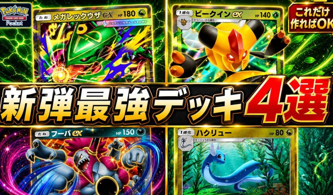【ポケポケ】新環境最強デッキ候補4選！大会勝率・20枚デッキレシピ・当たりカード・パック開封の撤退ライン【天空の支配者】