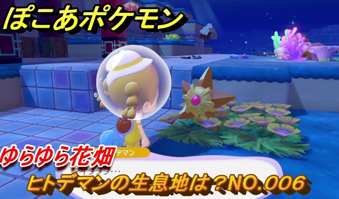 ぽこあポケモン　ヒトデマンの生息地は？NO.００６　ゆらゆら花畑　ブクブクうみぞこの街　＃１９　【ぽこポケDLC】