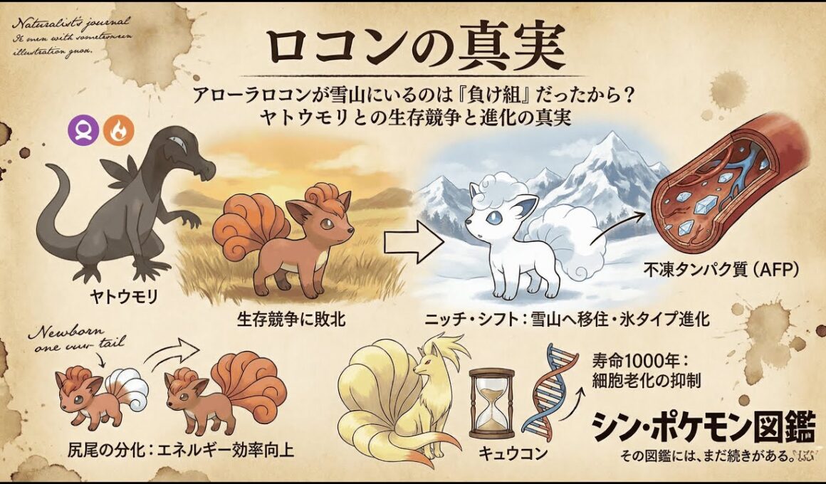 【0037｜ロコン】アローラロコンが雪山にいるのは「負け組」だったから？ヤトウモリとの生存競争と進化の真実