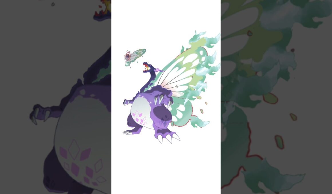 巨リザードン＋巨バタフリー。妖精竜　#ポケモンフュージョン #メガリザードン #色違いポケモン #伝説のポケモン #月光蝶