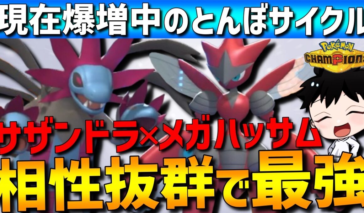 【とんぼサイクル】相性補完抜群！メガハッサム×サザンドラのサイクルが強すぎて爆増中です！【#ポケモンチャンピオンズ 】
